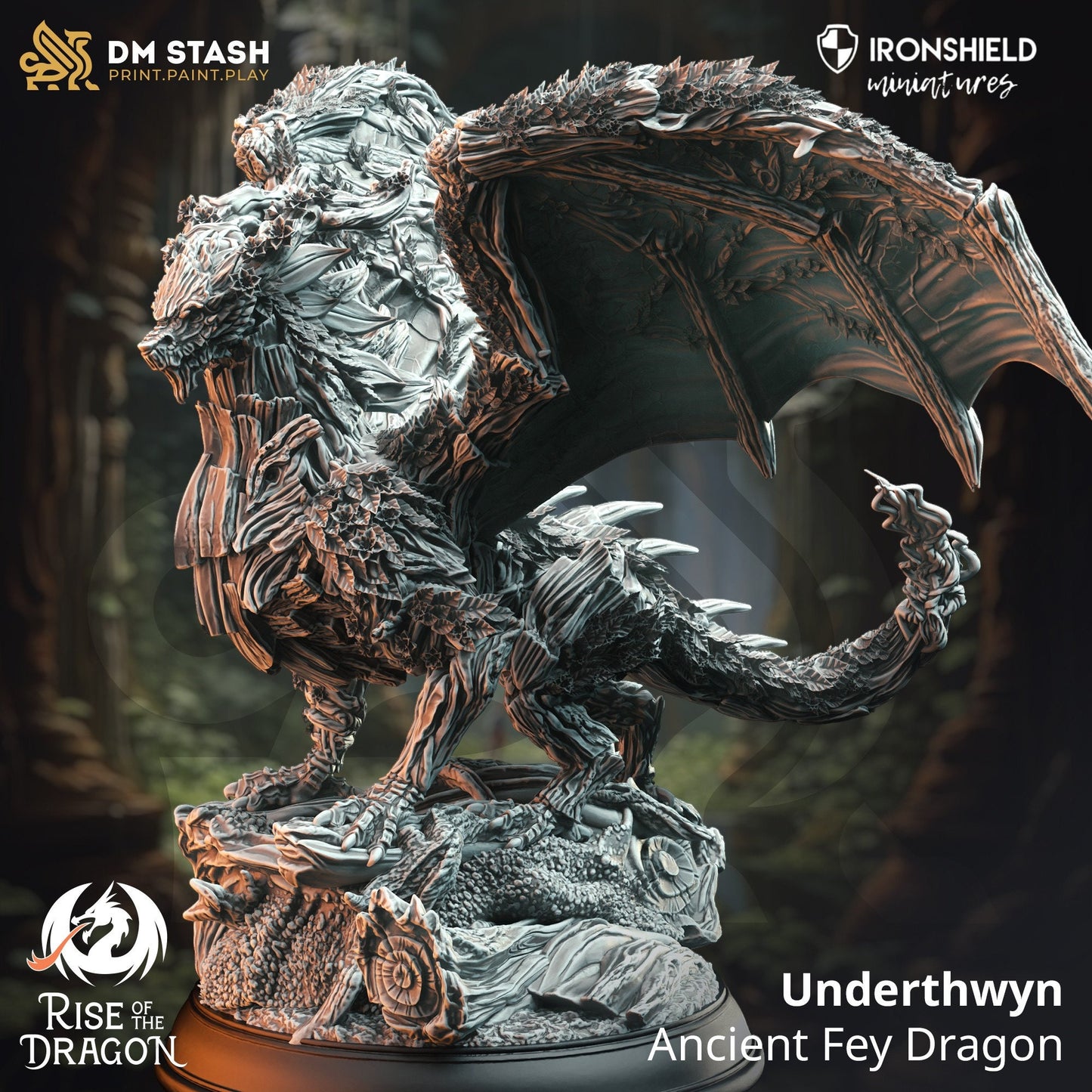 GIANT Figure - Ancient Fey Dragon - Underthwyn with base 100mm print 3d 12k miniature Gift Idea mini Dungeons & Dragons Tabletop | DM Stash