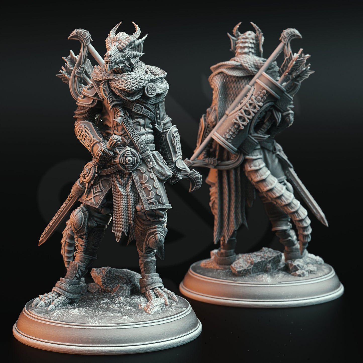 Dragonborn Drakewarden Ranger - Zandoril Archer figure with base print 3d 12k miniature Gift Idea mini Dungeons & Dragons Tabletop  DM Stash