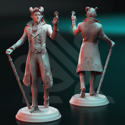 Tiefling Devil Dealer - Xarvir Undead Figure + COIN + base print 3d 12k miniature Gift Idea mini Dungeons & Dragons Tabletop DM Stash