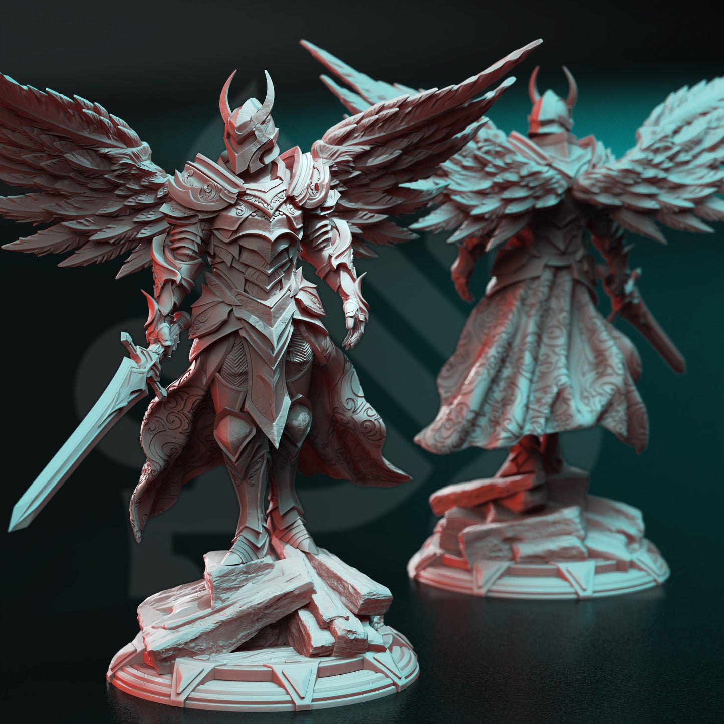 Arch Angel of Justice - Syelros Warrior Knight Figure + base print 3d 12k miniature Gift Idea mini |Dungeons & Dragons | Tabletop | DM Stash