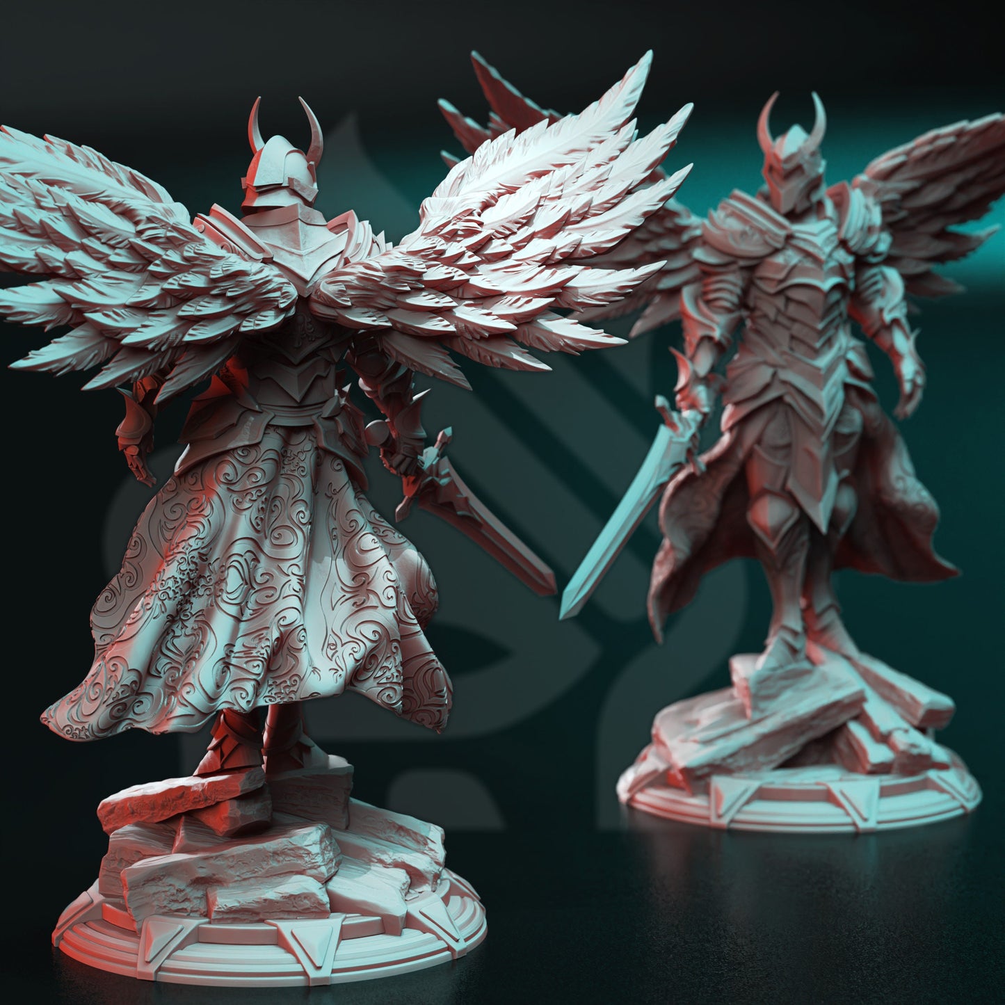 Arch Angel of Justice - Syelros Warrior Knight Figure + base print 3d 12k miniature Gift Idea mini |Dungeons & Dragons | Tabletop | DM Stash