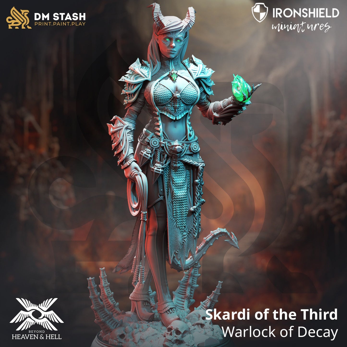 Tiefling Fiend Warlock - Skardi Demon Devil Figure + base print 3d 12k miniature Gift Idea mini |Dungeons & Dragons | Tabletop | DM Stash