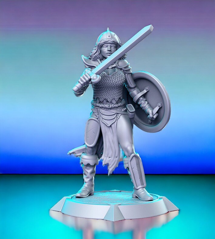 Tika - Female Warrior Woman Fighter mini for dnd figure print 3d miniature miniatures | Gift Idea | Dungeons and Dragons | Tabletop