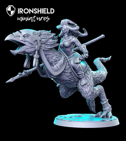 Rider of Loss - dino hunter girl for dnd figure print 3d miniature miniatures | Gift Idea | Dungeons and Dragons | Tabletop | RN Estudio