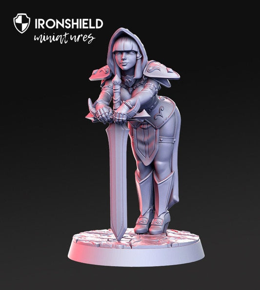 Silencia - Female Paladin detailed mini for dnd figure print 3d 32mm 12k miniatures Gift Idea | Dungeons and Dragons | Tabletop