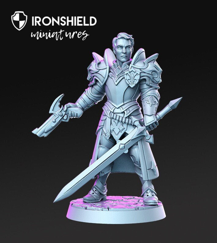 Sir Kris- Knight with gun and sword detailed mini for dnd figure print 3d 32mm 12k miniatures Gift Idea | Dungeons and Dragons | Tabletop