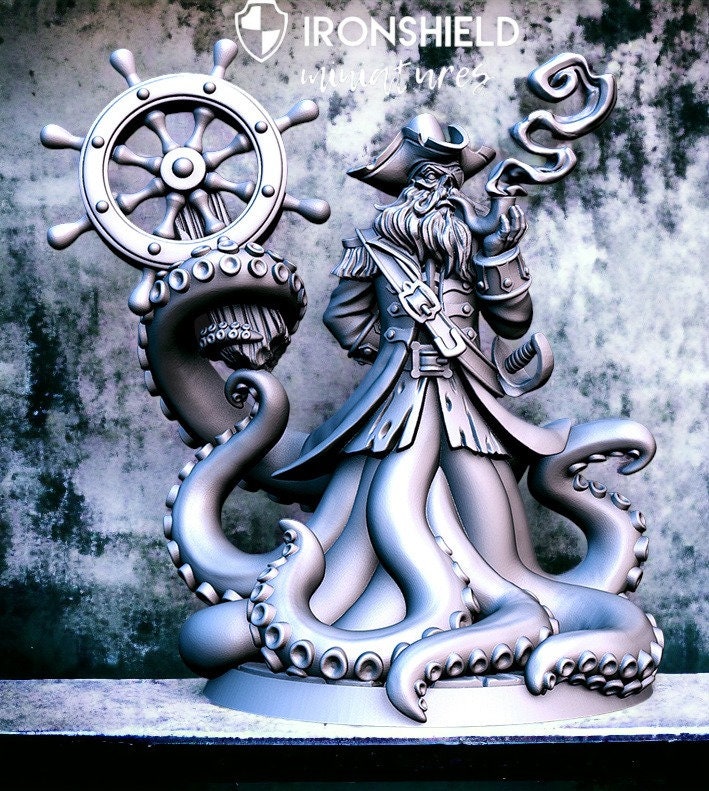 Captain Quidd - Pirate Octopus Captain Big Mini for dnd figure print 3d 12k miniature miniatures Gift Idea | Dungeons and Dragons | Tabletop