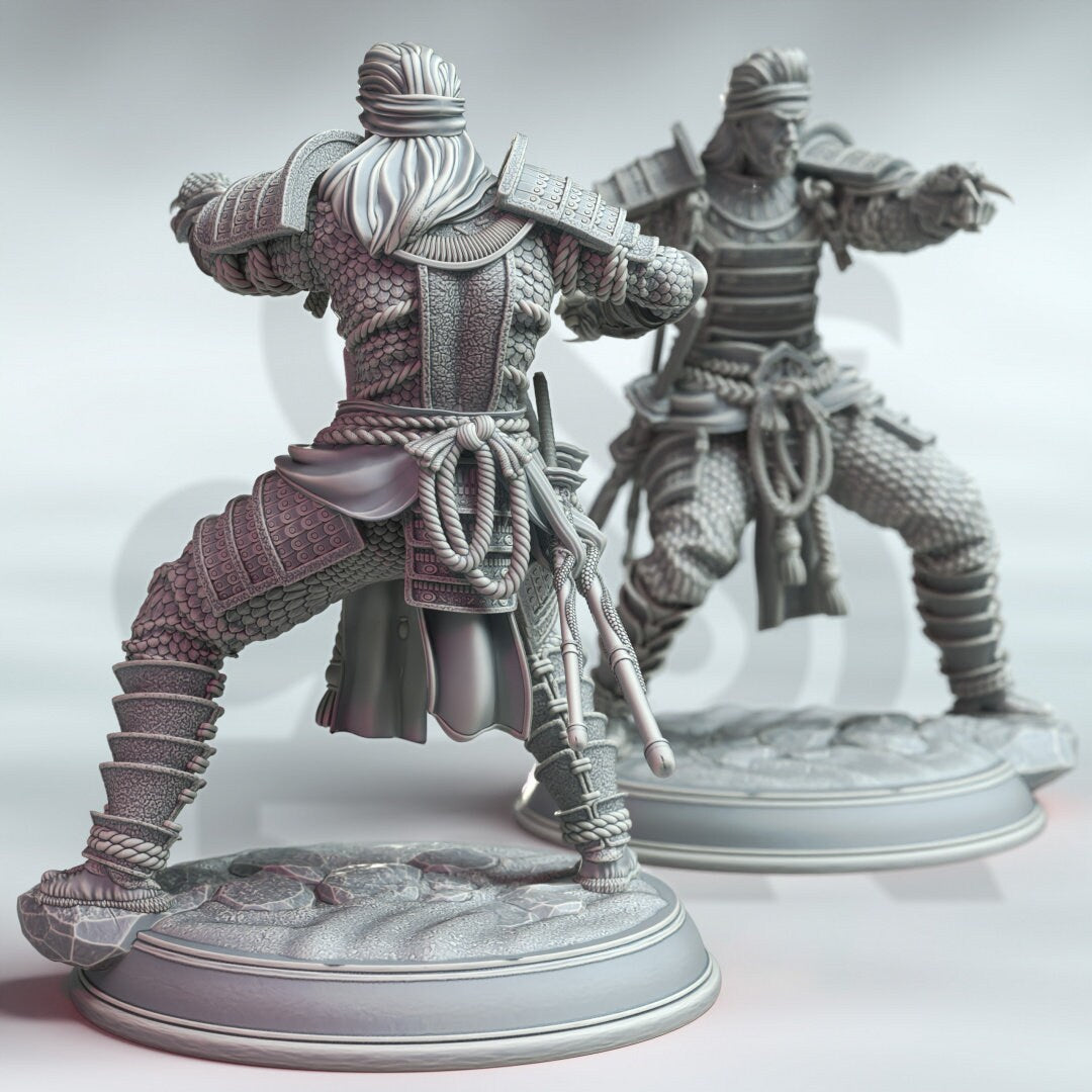 Samurai of the Serpent - Kazuhira Orochi Figure + Base print 3d 12k miniature Gift Idea | Dungeons & Dragons | Tabletop | DM Stash