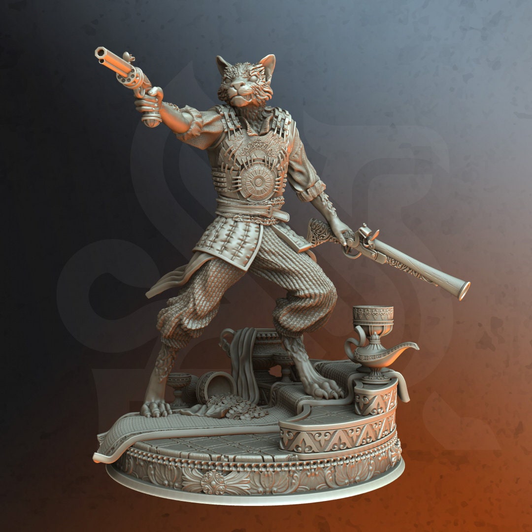 Sultan Bodyguard - Gunslinger Kara&#39;Ta Figure + Base print 3d 12k miniature Gift Idea | Dungeons & Dragons | Tabletop | DM Stash