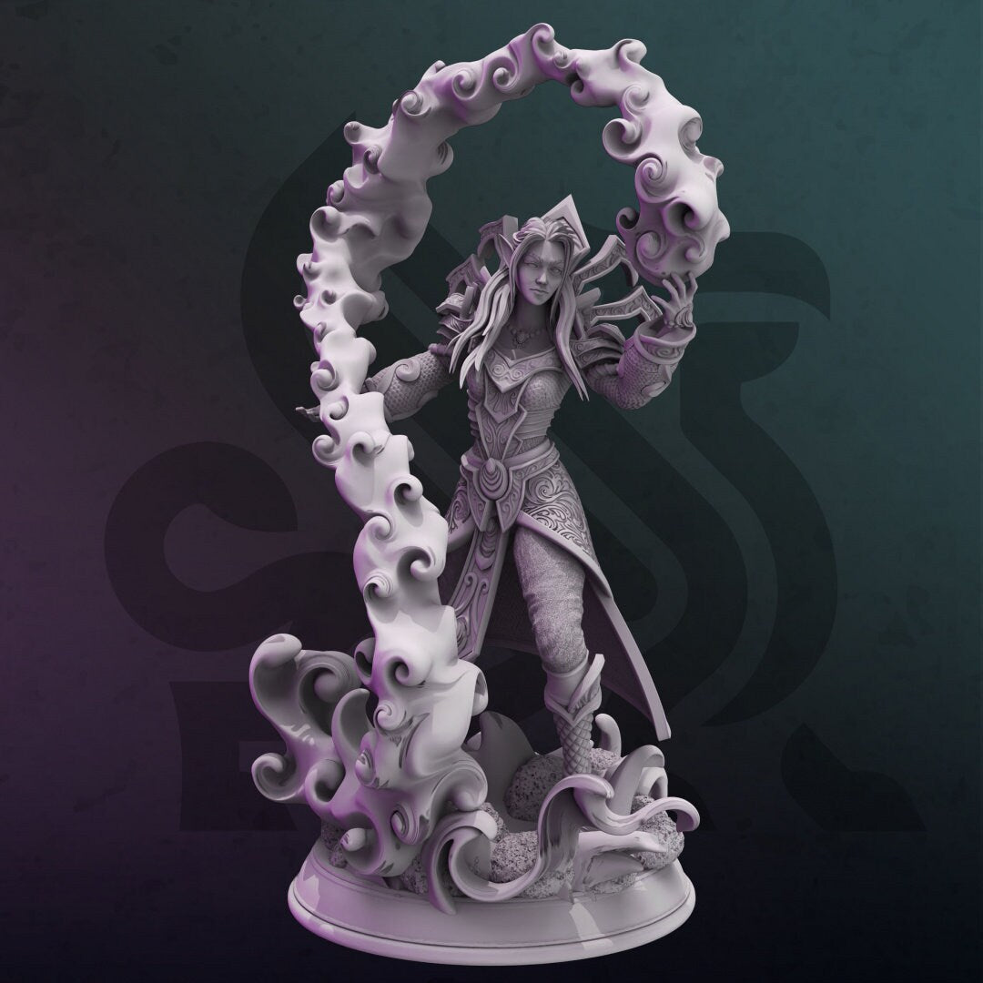 High Elf Sorceress - Irivyl Figure + Base print 3d 12k miniature Gift Idea | Dungeons & Dragons | Tabletop | DM Stash