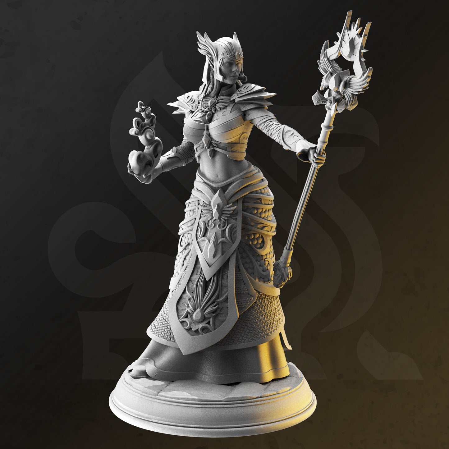 High Elven Witch Queen - Ferendir Miar Figure + Base print 3d 12k miniature Gift Idea | Dungeons & Dragons | Tabletop | DM Stash