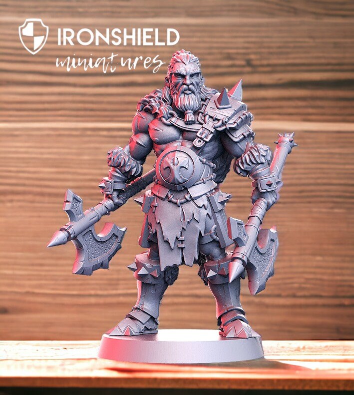 Einar - Viking warrior with axes fighter mini for dnd figure print 3d 12k miniature miniatures Gift Idea | Dungeons and Dragons | Tabletop