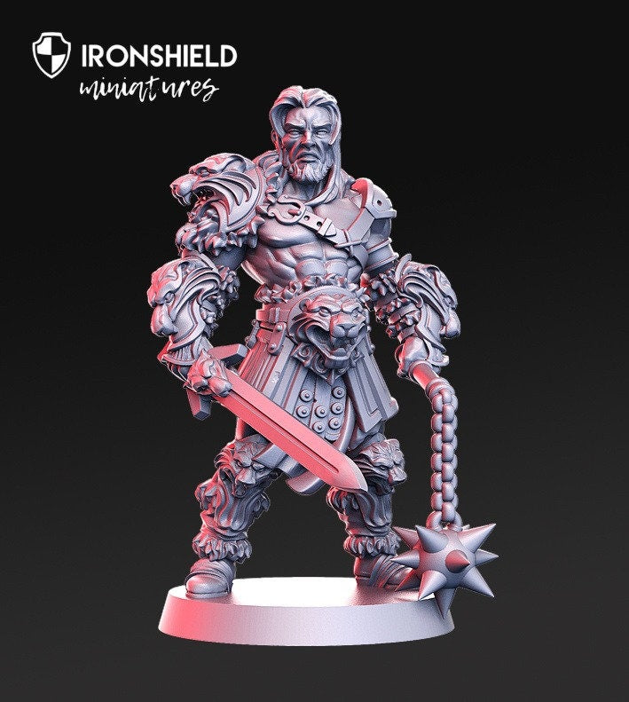 Lionel - barbarian Gladiator Spartan Warrior mini for dnd figure print 3d 12k miniature miniatures Gift Idea | Dungeons and Dragons Tabletop