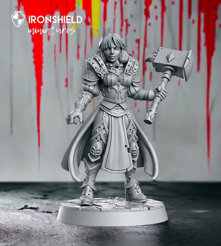 Maryka - Female Paladin Warrior mini for dnd figure print 3d 12k miniature miniatures Gift Idea | Dungeons and Dragons | Tabletop