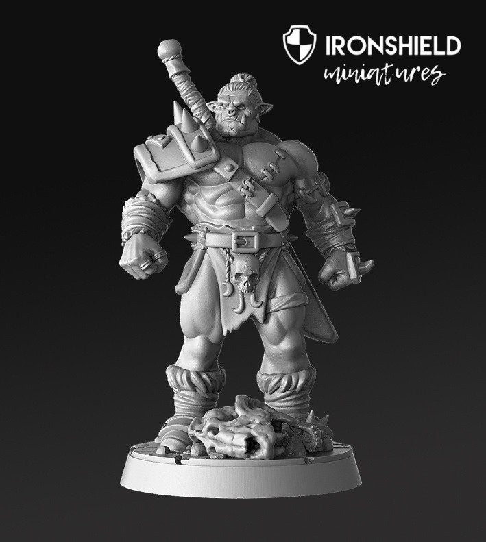 Nadug- Half Orc Warrior Fighter Barbarian mini for dnd figure print 3d 12k miniature miniatures Gift Idea | Dungeons and Dragons | Tabletop