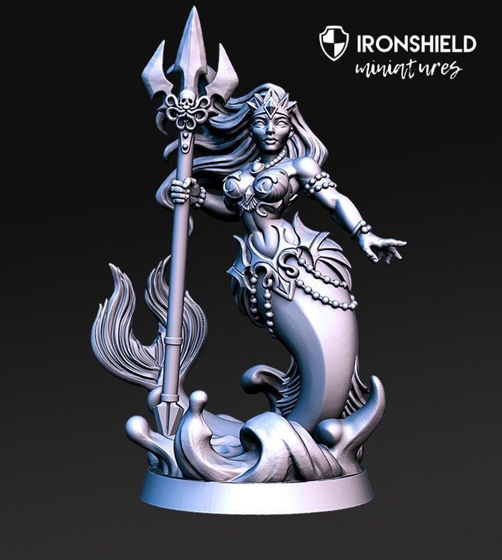 Neredia - Merdmaid Sea Queen Warrior Siren mini for dnd figure print 3d 12k miniature miniatures Gift Idea | Dungeons and Dragons | Tabletop