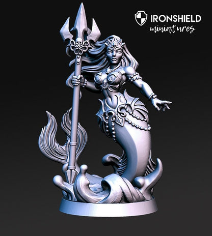 Neredia - Merdmaid Sea Queen Warrior Siren mini for dnd figure print 3d 12k miniature miniatures Gift Idea | Dungeons and Dragons | Tabletop