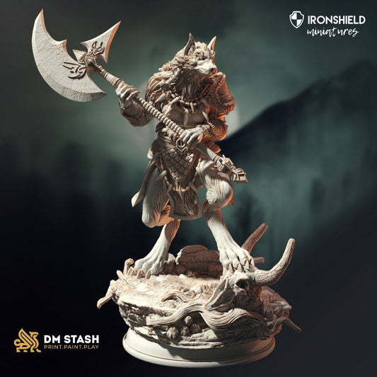 Werewolf Barbarian - Ariana Grey Figure + Base print 3d 12k miniature Gift Idea | Dungeons & Dragons | Tabletop | DM Stash