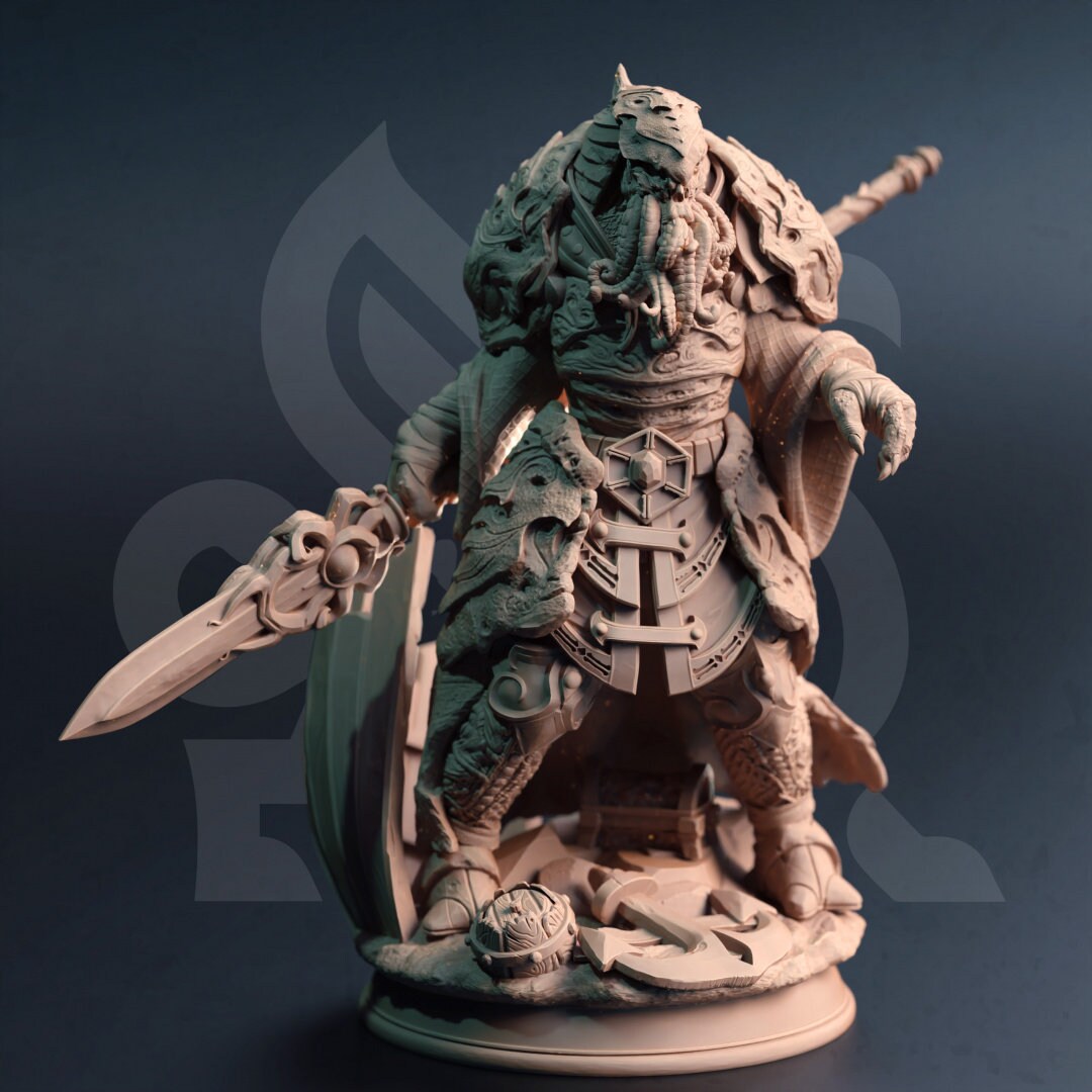 Deep Sea Aberration Guard - Ahznagol Figure + Base print 3d 12k miniature Gift Idea | Dungeons & Dragons | Tabletop | DM Stash