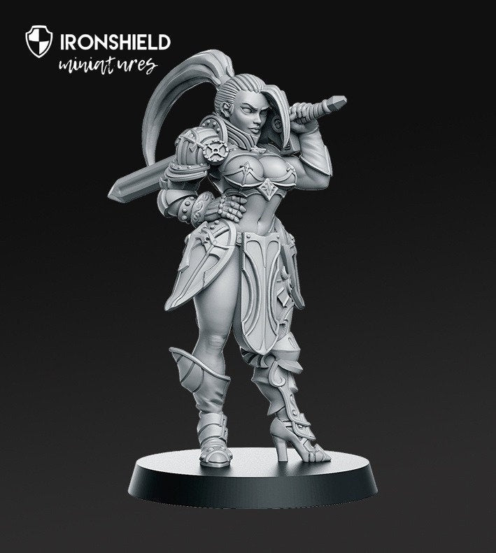 Skyla - Human Warrior Armed Swordswoman mini for dnd figure print 3d 12k miniature miniatures Gift Idea | Dungeons and Dragons | Tabletop