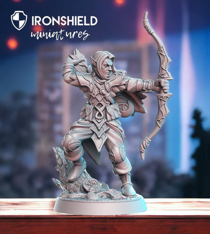 Turandur - high Elf Archer Combat Shooting mini for dnd figure print 3d 12k miniature miniatures Gift Idea  Dungeons and Dragons Tabletop