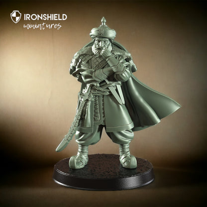 Gengis Deep Water Sultan King sword Figure + Base print 3d 12k miniature Gift Idea | Dungeons & Dragons | Tabletop | RN EStudio