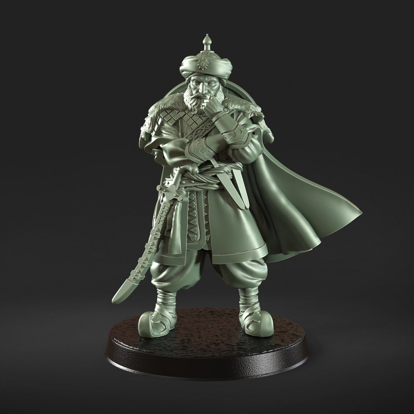 Gengis Deep Water Sultan King sword Figure + Base print 3d 12k miniature Gift Idea | Dungeons & Dragons | Tabletop | RN EStudio