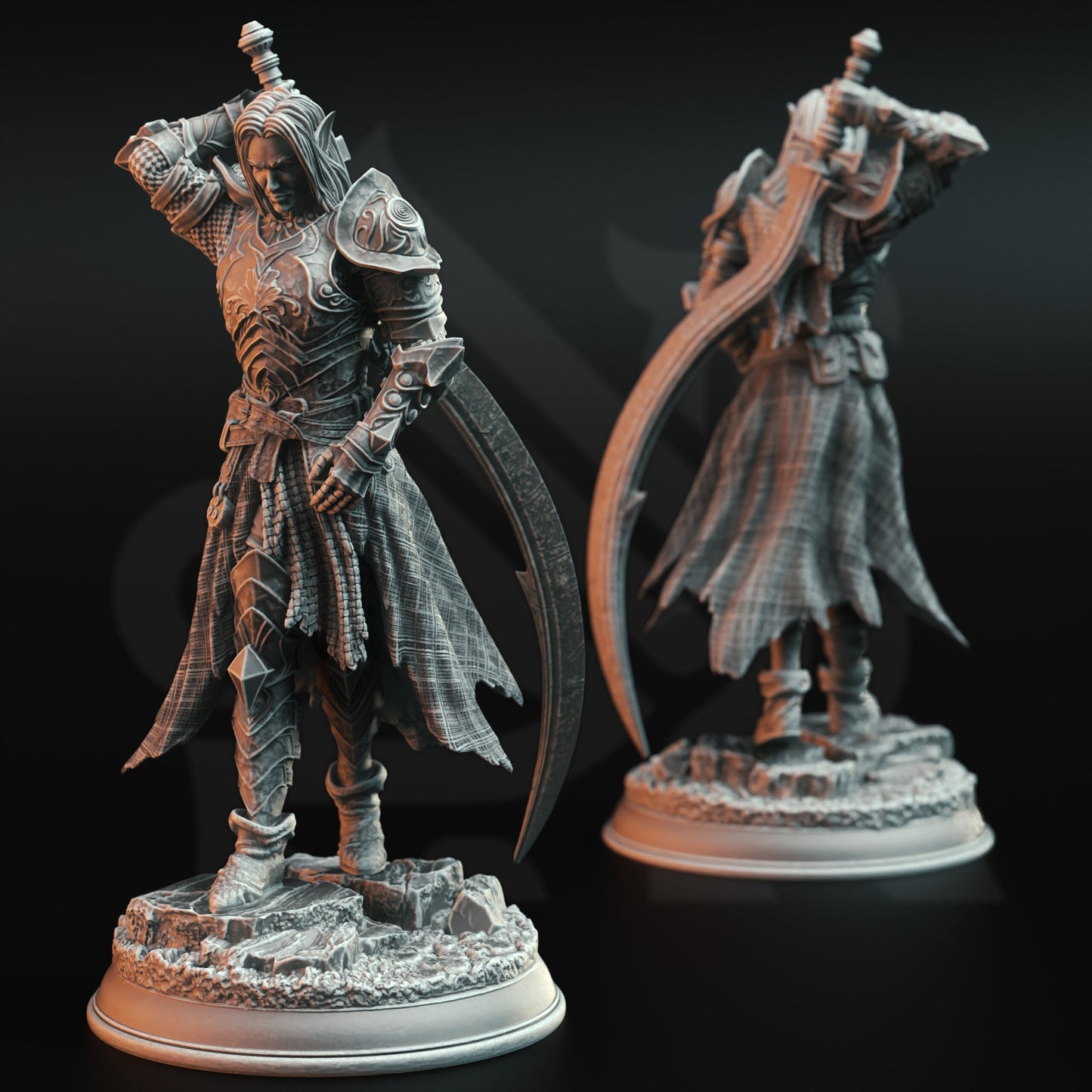 Drow Moon Paladin - Relethyr Elf Warrior figure with base print 3d 12k miniature Gift Idea mini | Dungeons & Dragons | Tabletop | DM Stash