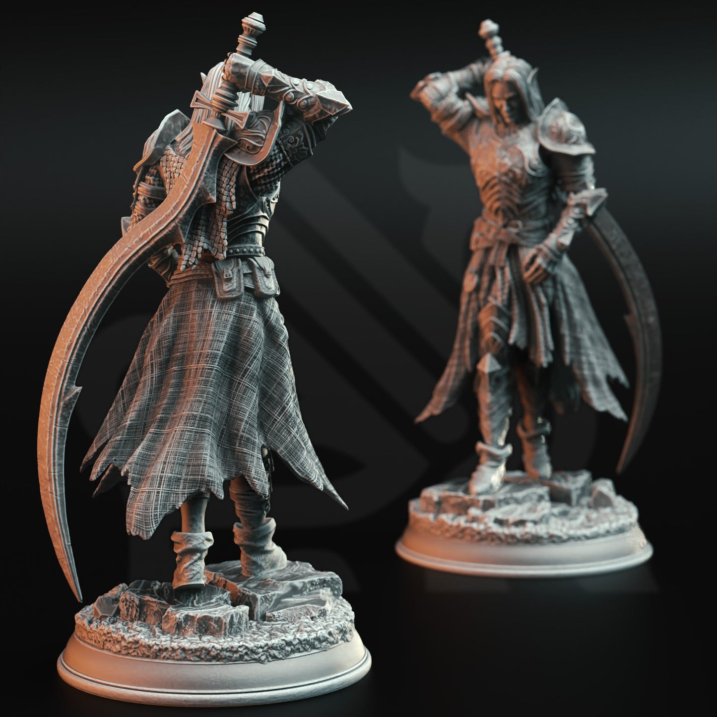 Drow Moon Paladin - Relethyr Elf Warrior figure with base print 3d 12k miniature Gift Idea mini | Dungeons & Dragons | Tabletop | DM Stash