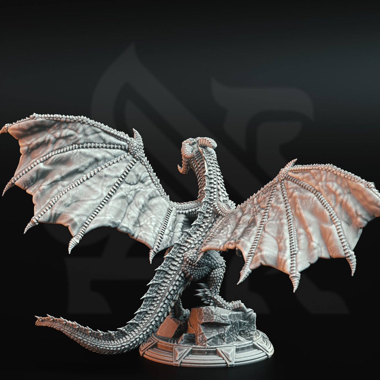 Giant Figure - Ancient Red Tyrant Dragon - Rokarthion with 100mm base print 3d 12k miniature Gift Idea mini | Dungeons & Dragons | DM Stash