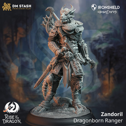 Dragonborn Drakewarden Ranger - Zandoril Archer figure with base print 3d 12k miniature Gift Idea mini Dungeons & Dragons Tabletop  DM Stash