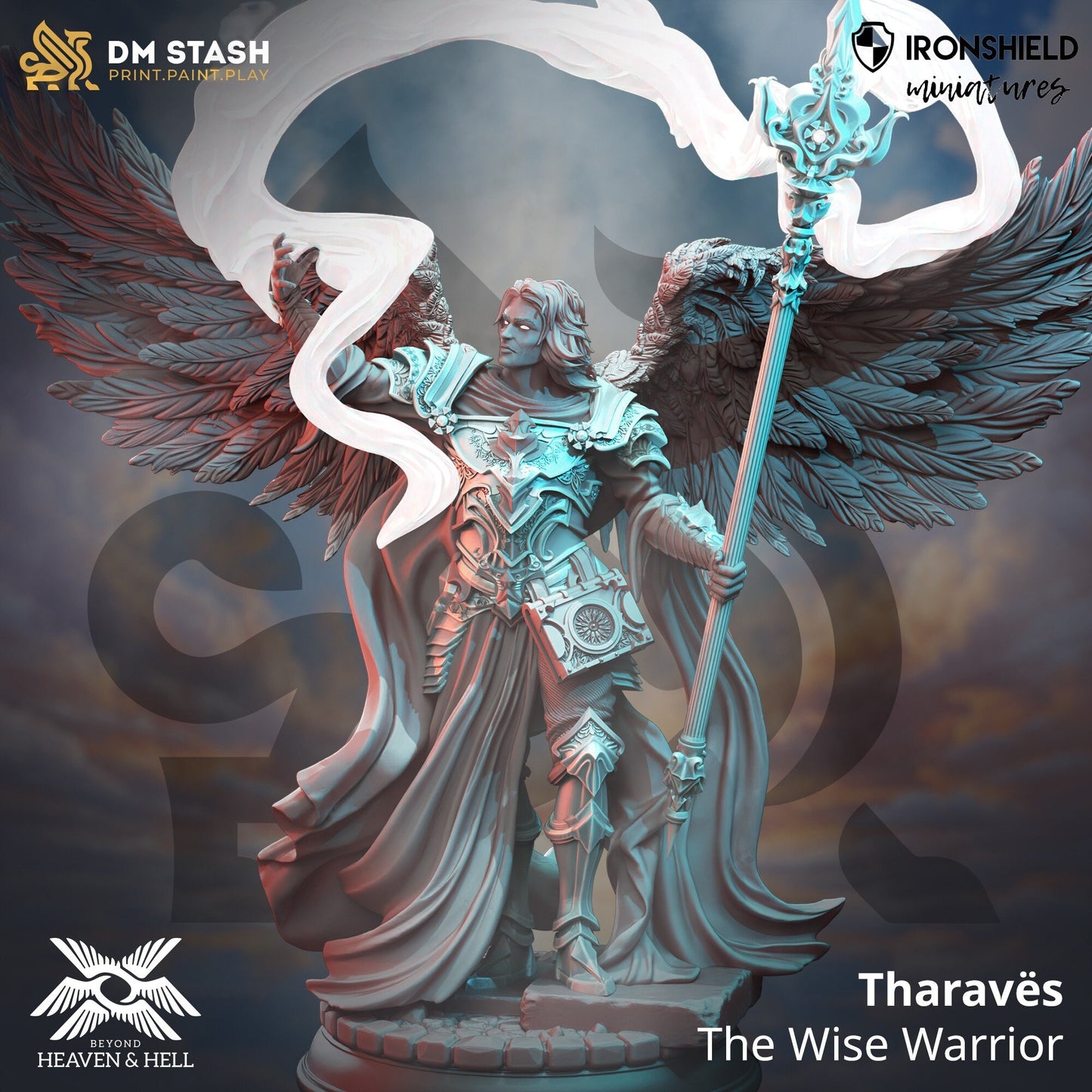 Arch Angel of Wisdom - Tharavës Figure + base print 3d 12k miniature Gift Idea mini |Dungeons & Dragons | Tabletop | DM Stash