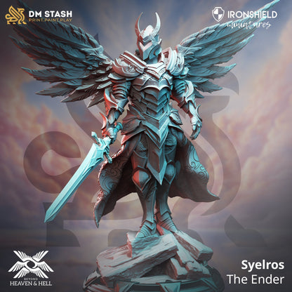 Arch Angel of Justice - Syelros Warrior Knight Figure + base print 3d 12k miniature Gift Idea mini |Dungeons & Dragons | Tabletop | DM Stash