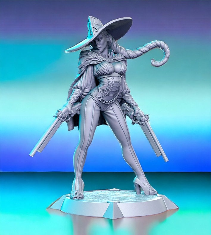 Inna -woman with guns cowgirl for dnd figure print 3d miniature miniatures | Gift Idea | Dungeons and Dragons | Tabletop | RN Estudio