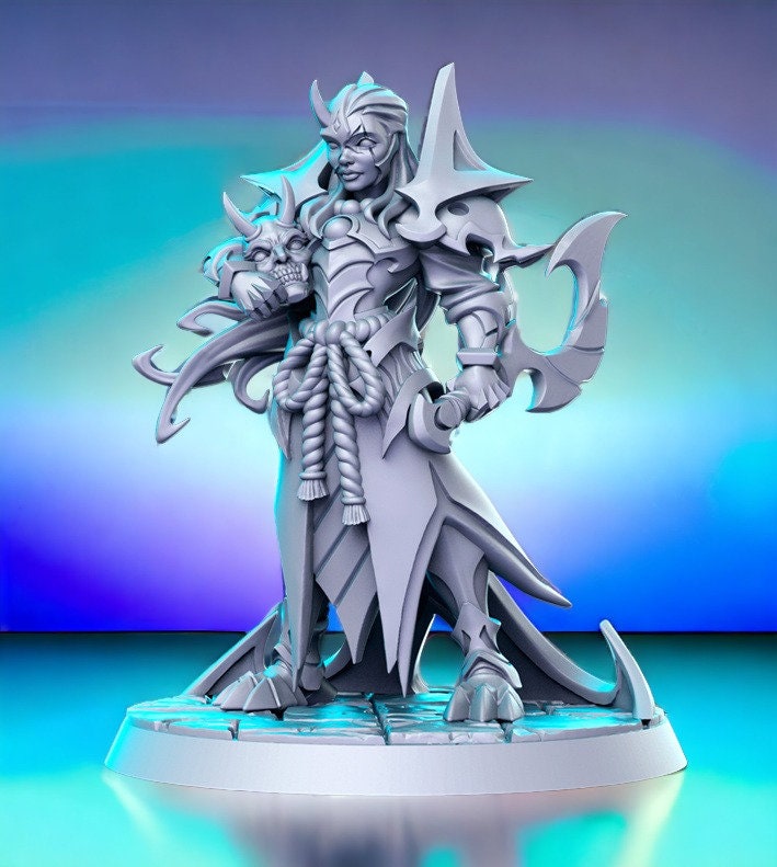 Oni Warrior - demon lady hunter for dnd figure print 3d miniature miniatures | Gift Idea | Dungeons and Dragons | Tabletop | RN Estudio