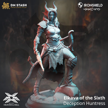 Elkava - Tiefling Horizon Walker Ranger 12k Figure + base print 3d miniature Gift Idea mini |Dungeons & Dragons | Tabletop | DM Stash