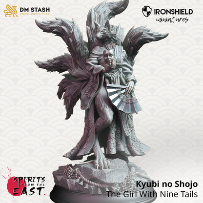 Kyubi no Shoujo - Nine Tailed Fox Spirit 12k Figure + base print 3d RPG miniature Gift Idea mini | Dungeons & Dragons | Tabletop | DM Stash