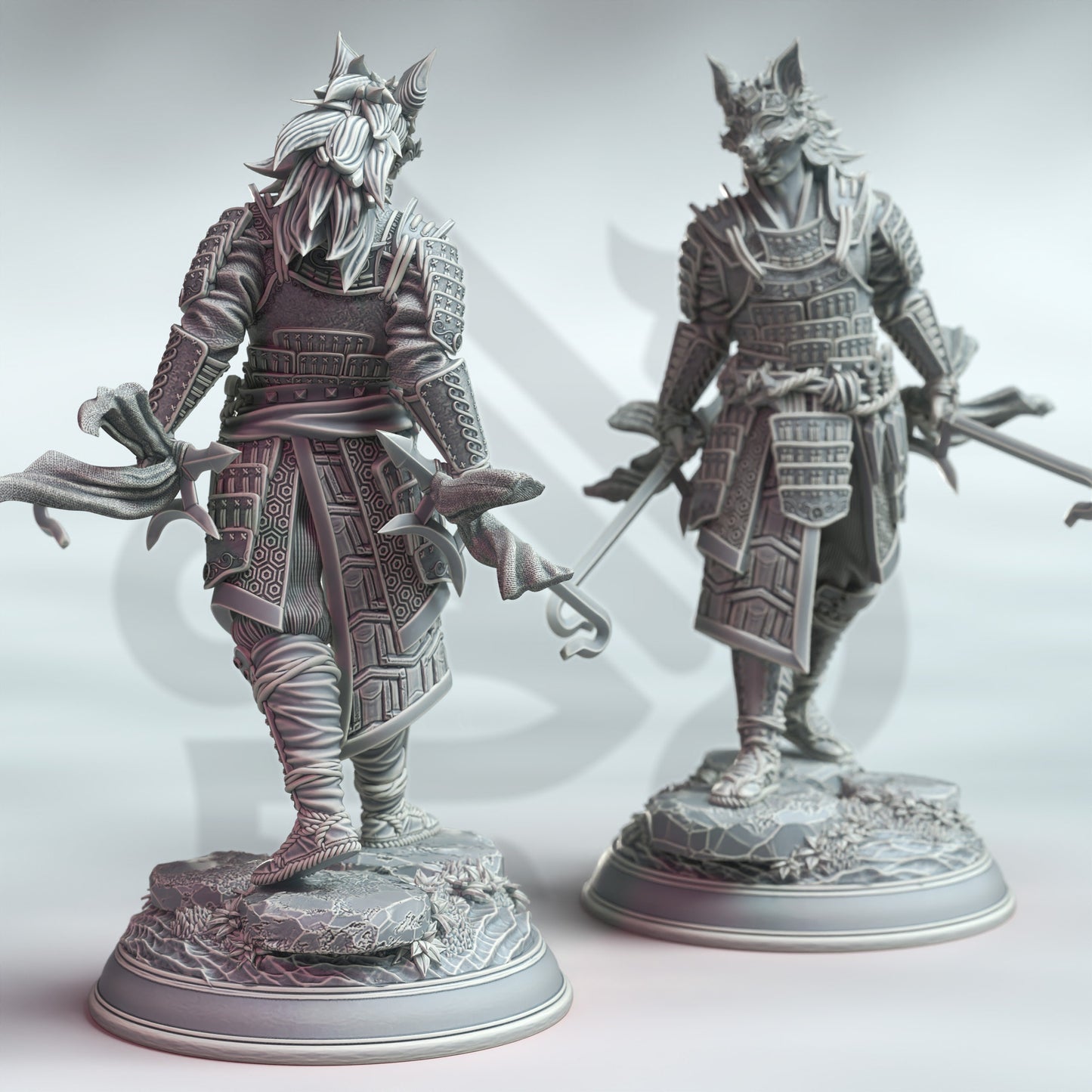 Kenshi Kitsune - Samurai of the Fox 12k Figure + base print 3d RPG miniature Gift Idea mini | Dungeons & Dragons | Tabletop | DM Stash