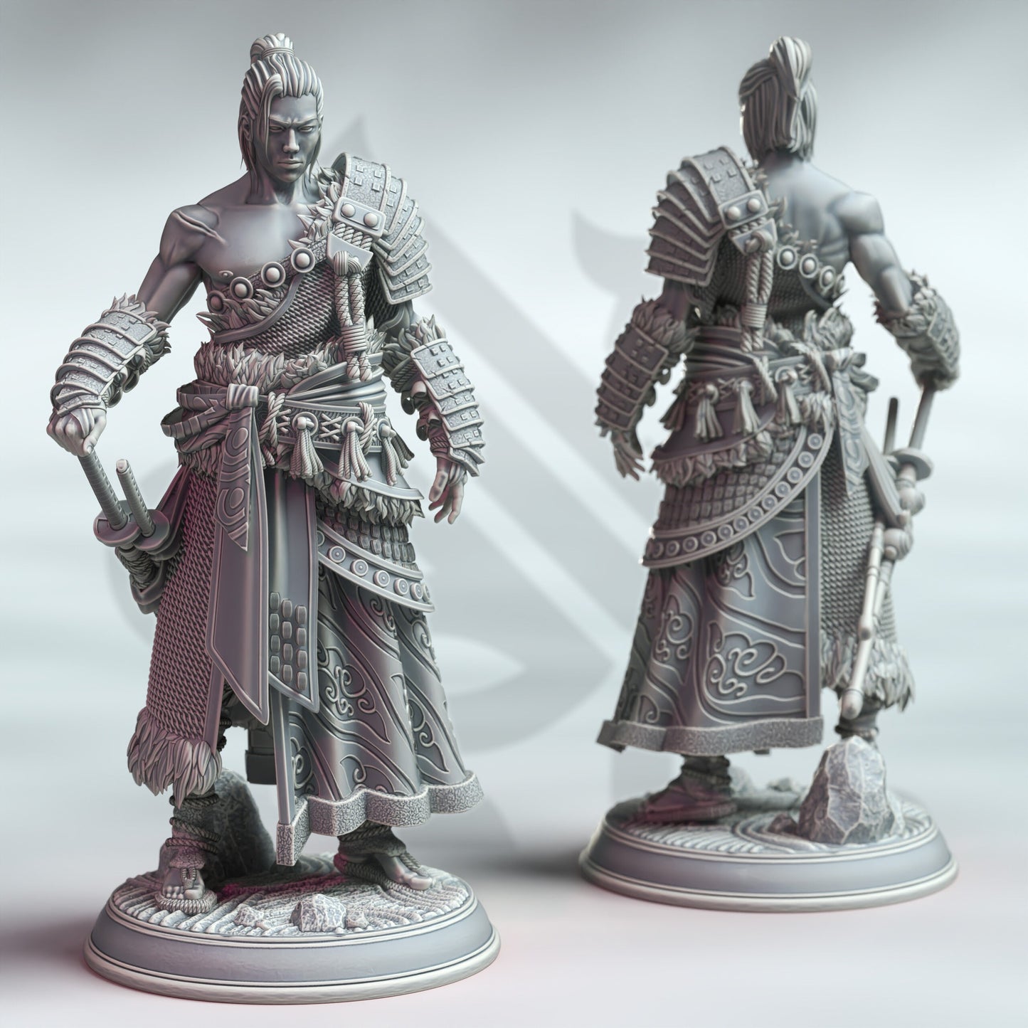 Kaoru Okami - Samurai of the Wolf 12k Figure + base print 3d RPG miniature Gift Idea mini | Dungeons & Dragons | Tabletop | DM Stash