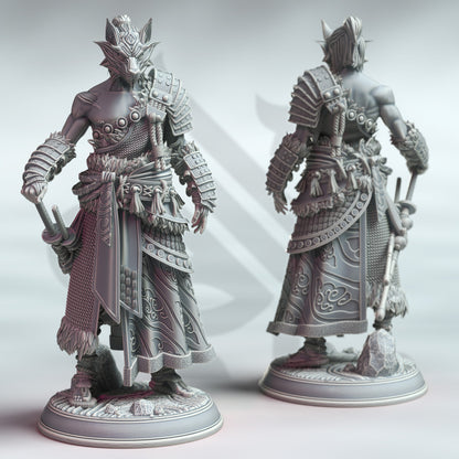 Kaoru Okami - Samurai of the Wolf 12k Figure + base print 3d RPG miniature Gift Idea mini | Dungeons & Dragons | Tabletop | DM Stash