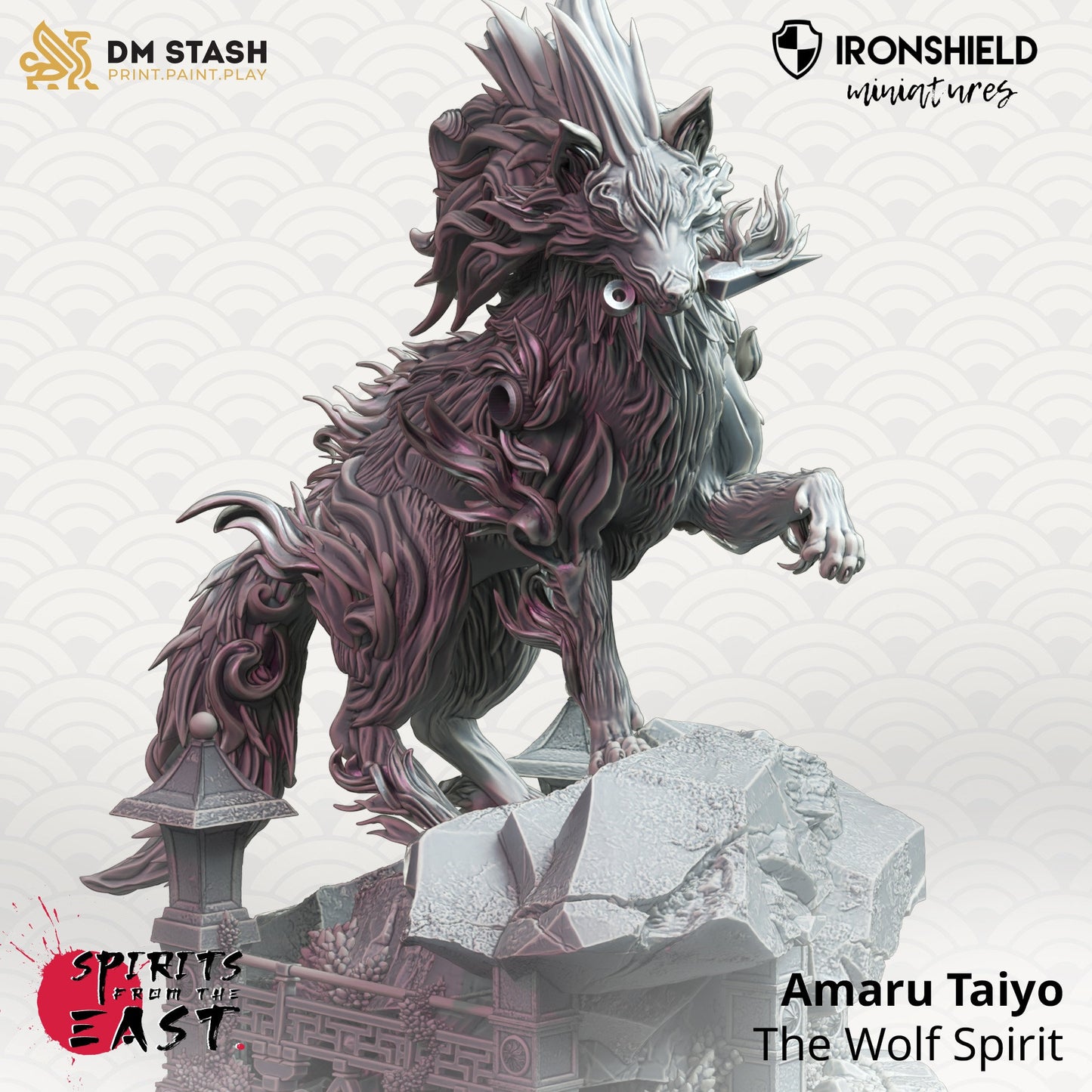 Amaru Taiyo - The Wolf Spirit Figure 12k + Base (50mm) Print 3D RPG Miniature Gift Idea mini | Dungeons & Dragons | Tabletop | DM Stash