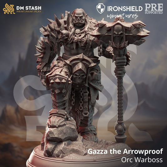 Orc War Chief - Gazza the Arrowproof Figure 12k + Base Print 3D RPG Miniature Gift Idea mini | Dungeons & Dragons | Tabletop | DM Stash