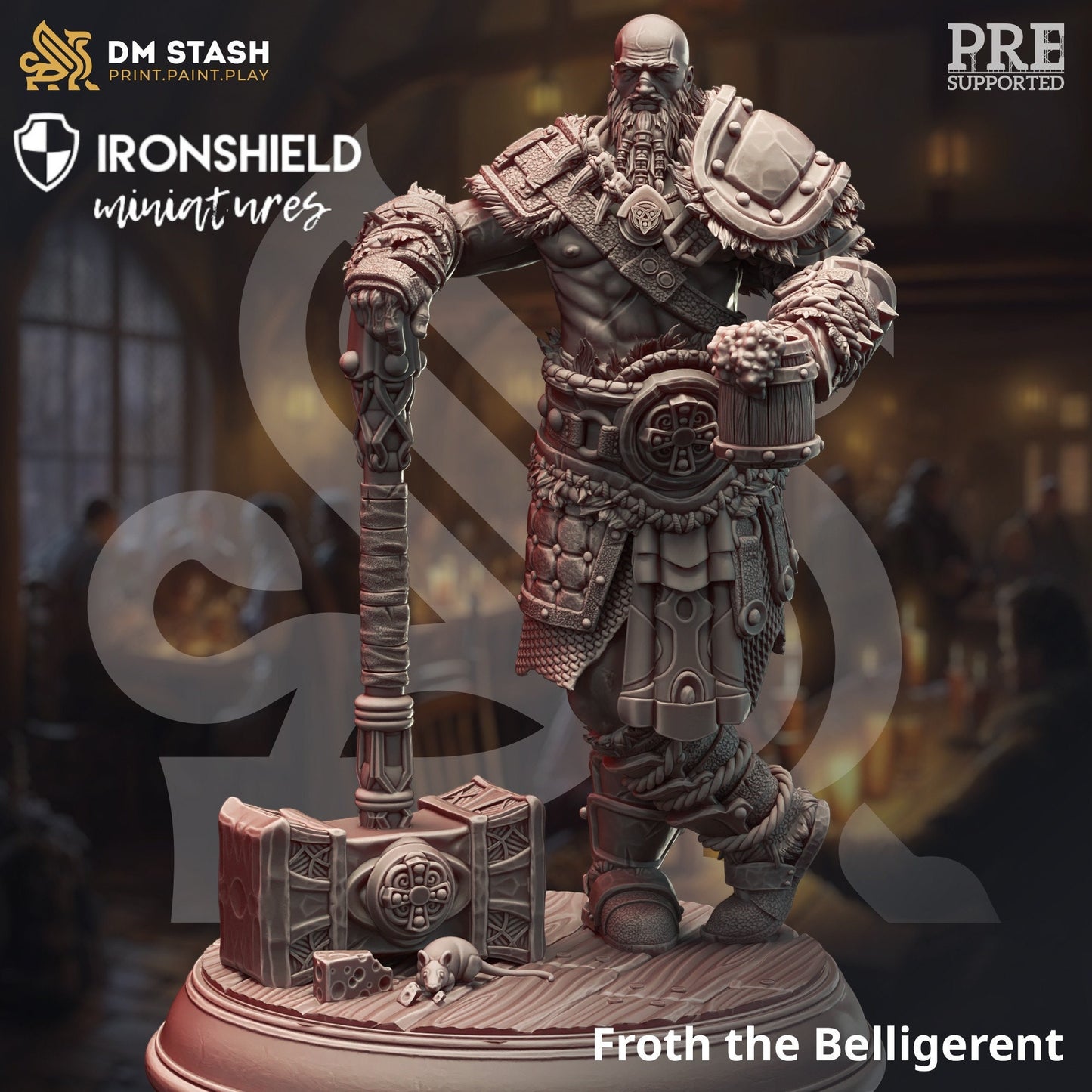 Berserker Barbarian Froth the Belligerent Figure 12k + Base Print 3D RPG Miniature Gift Idea mini | Dungeons & Dragons | Tabletop | DM Stash