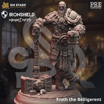 Berserker Barbarian Froth the Belligerent Figure 12k + Base Print 3D RPG Miniature Gift Idea mini | Dungeons & Dragons | Tabletop | DM Stash