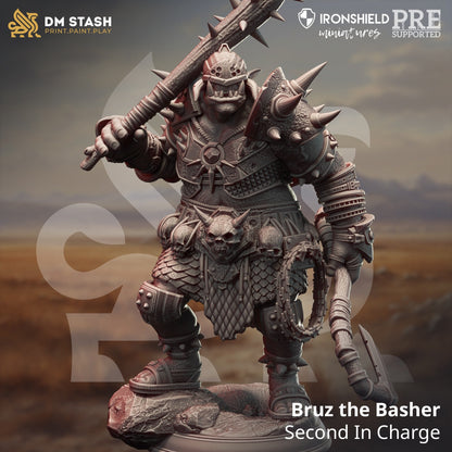 Orc War Captain - Bruz the Basher Figure 12k + Base Print 3D RPG Miniature Gift Idea mini | Dungeons & Dragons | Tabletop | DM Stash