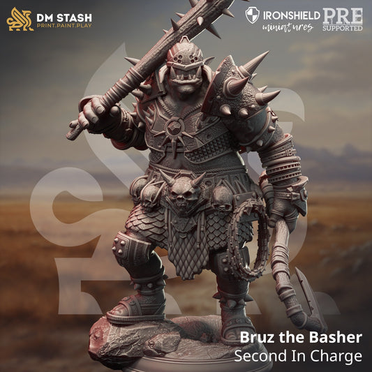 Orc War Captain - Bruz the Basher Figure 12k + Base Print 3D RPG Miniature Gift Idea mini | Dungeons & Dragons | Tabletop | DM Stash