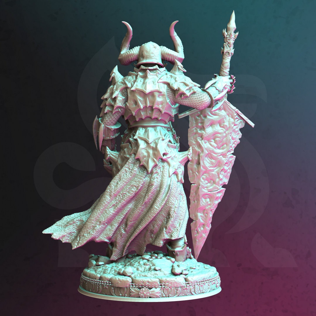 Death Knight - Morian Fairhair Figure + Base print 3d 12k dnd miniature Gift Idea mini |Dungeons & Dragons | Tabletop | DM Stash