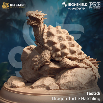 Dragon Turtle Hatchling - Testidi Figure 12k + Base Print 3D RPG Miniature Gift Idea mini | Dungeons & Dragons | Tabletop | DM Stash