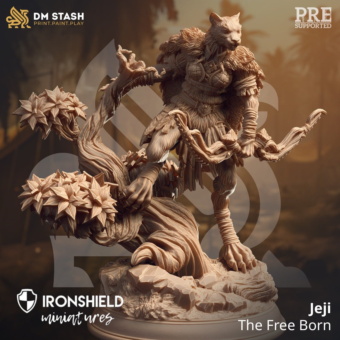 Tabaxi Forest Ranger - Jeji Archer Figure 12k + Base Print 3D RPG Miniature Gift Idea mini | Dungeons & Dragons | Tabletop | DM Stash