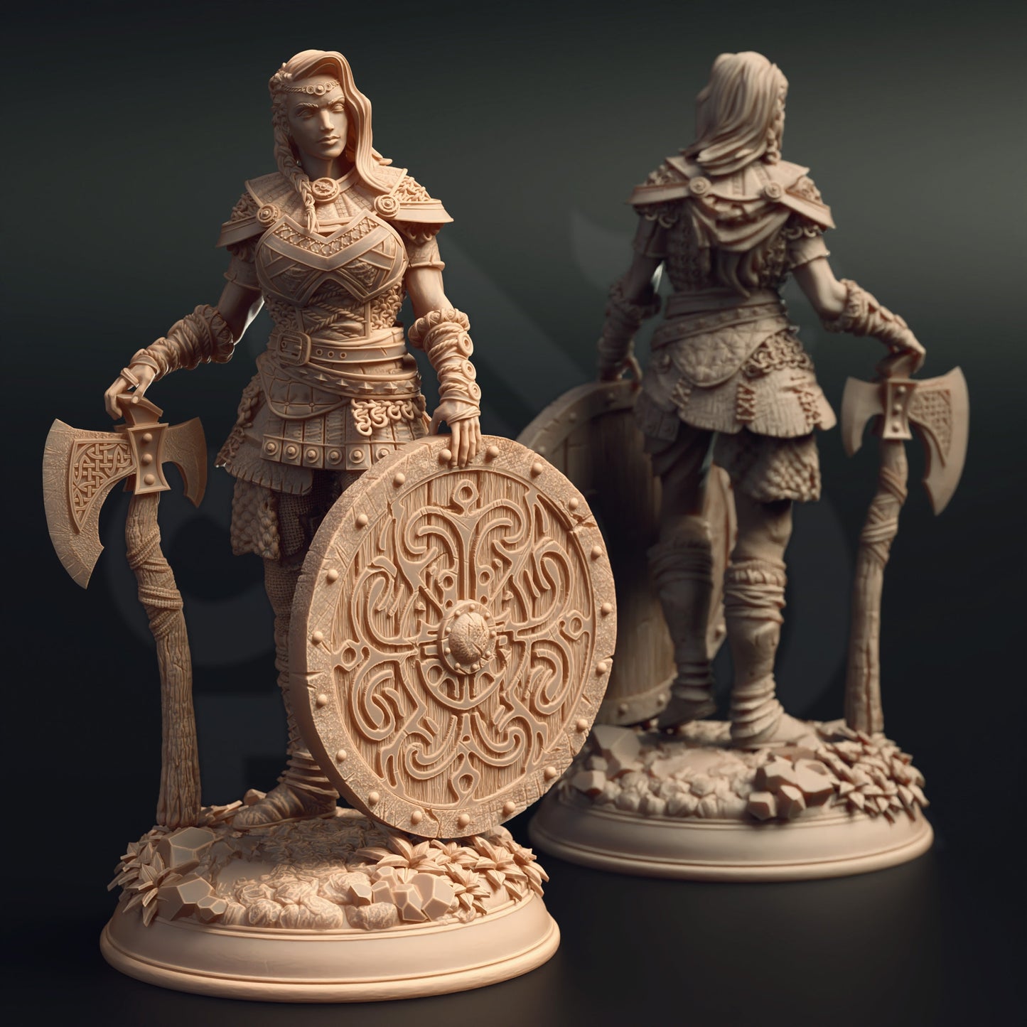 Elite Shieldmaiden - Freya the Feared Figure 12k + Base Print 3D RPG Miniature Gift Idea mini | Dungeons & Dragons | Tabletop | DM Stash